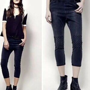 New Free People x One Teaspoon Killers washed Black Skinny Jeans patch Small NWT